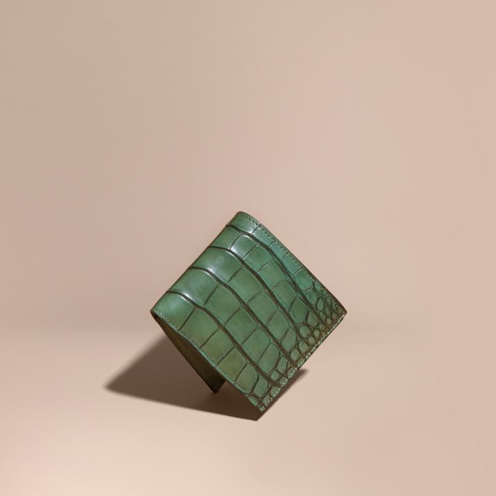 Burberry Burberry Alligator Folding Wallet, Green