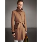 Burberry Burberry Technical Wool Cashmere Funnel Neck Coat, Size: 08, Brown