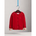 Burberry Burberry Check Cuff Cashmere Cardigan, Size: 10y, Red