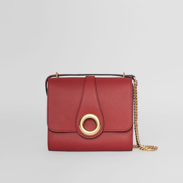 Burberry Burberry The Leather Grommet Detail Crossbody Bag, Red