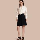 Burberry Burberry Stretch A-line Technical Skirt With Pleat Detail, Size: 00, Black