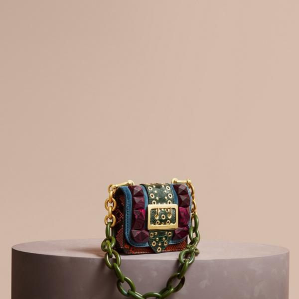 Burberry The Mini Square Buckle Bag In Velvet And Ostrich
