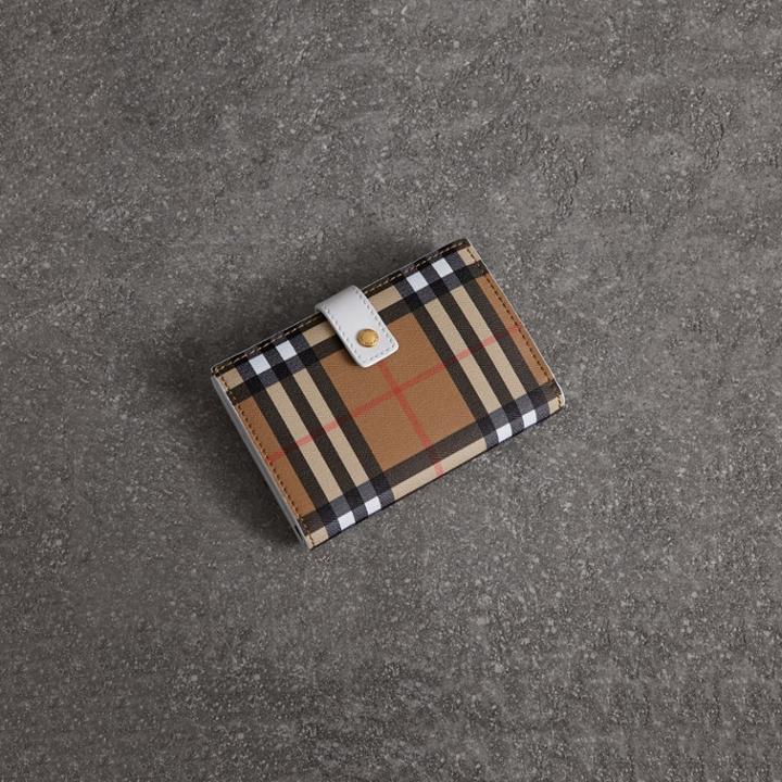 Burberry Burberry Vintage Check And Leather Folding Wallet, White