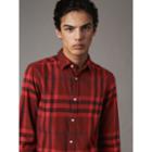 Burberry Burberry Check Cotton Flannel Shirt, Size: M, Red