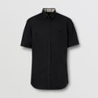 Burberry Burberry Short-sleeve Monogram Motif Stretch Cotton Shirt, Size: Xs, Black