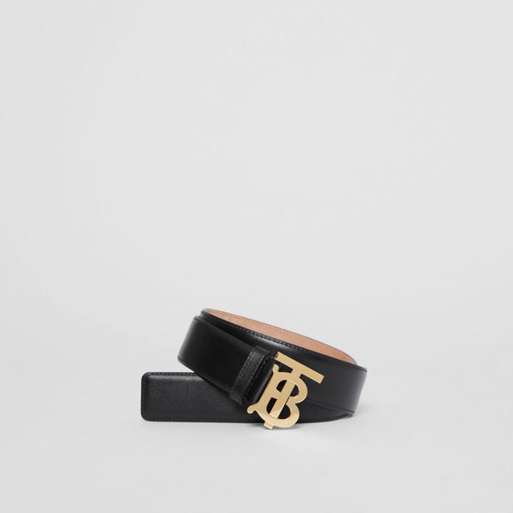 Burberry Burberry Monogram Motif Leather Belt, Black