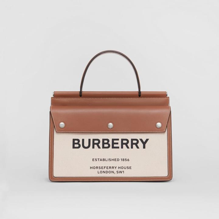 Burberry Burberry Small Horseferry Print Title Bag With Pocket Detail, Brown
