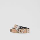 Burberry Burberry Reversible Vintage Check E-canvas And Leather Belt, Size: 100, Beige