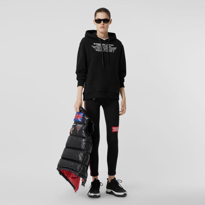 Burberry Burberry Location Print Cotton Oversized Hoodie, Black