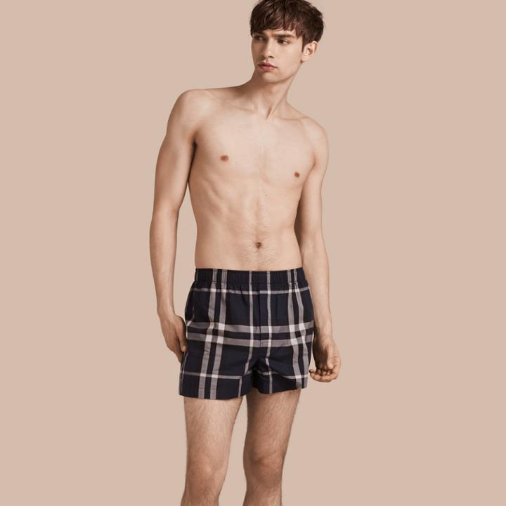 Burberry Burberry Check Twill Cotton Boxer Shorts, Blue