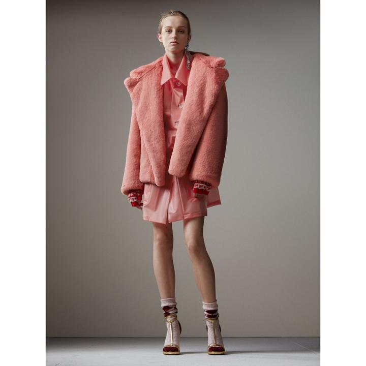 Burberry Burberry Faux Fur Hooded Jacket, Size: 08, Pink