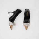 Burberry Burberry Crystal Detail Leather And Suede Point-toe Pumps, Size: 37, Black