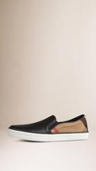 Burberry Leather And Check Slip-on Trainers