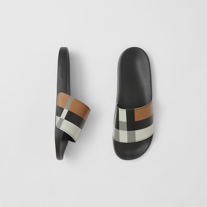 Burberry Burberry Check Print Slides, Size: 41