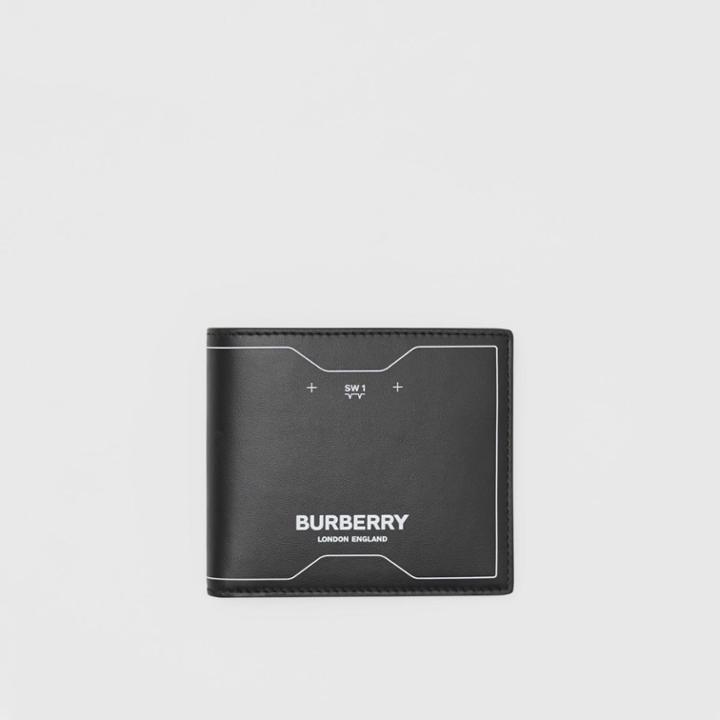 Burberry Burberry Symbol Print Leather International Bifold Wallet, Black
