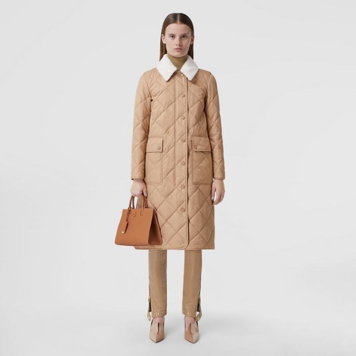 Burberry Burberry Detachable Collar Quilted Cotton Gabardine Coat, Size: S