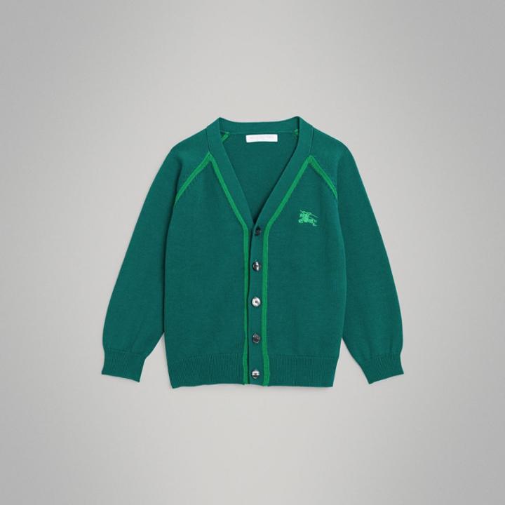 Burberry Burberry Childrens Two-tone Cotton Knit Cardigan, Size: 14y, Green