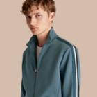 Burberry Burberry Stripe Detail Cotton Blend Jersey Track Top, Size: Xs, Blue