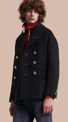 Burberry Military Felted Wool Blend Pea Coat