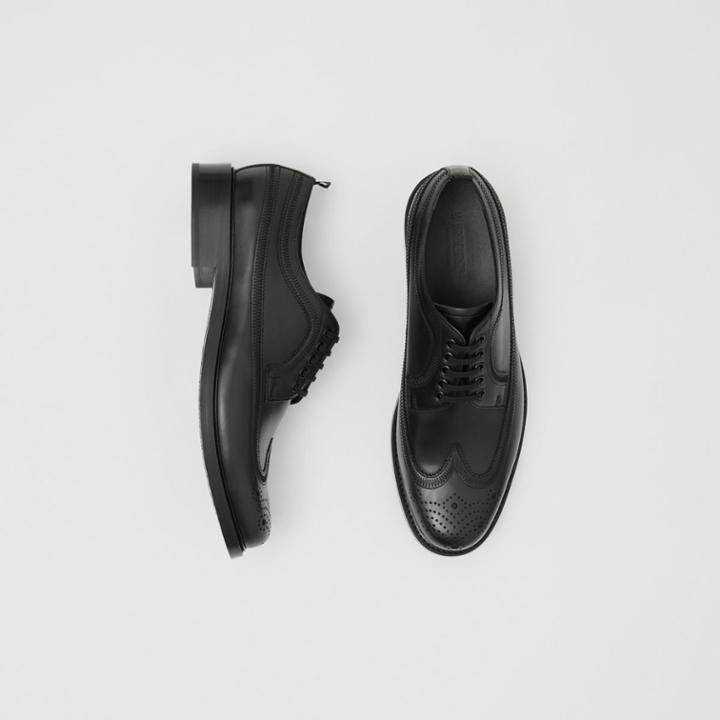 Burberry Burberry Brogue Detail Leather Derby Shoes, Size: 44, Black