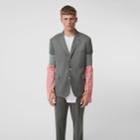 Burberry Burberry Slim Fit Panelled-sleeve Cashmere Silk Jersey Blazer, Size: 44, Grey