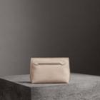 Burberry Burberry Grainy Leather Wristlet Clutch, Beige