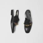 Burberry Burberry Link Detail Leather Slingback Loafers, Size: 38, Black