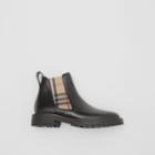Burberry Burberry Vintage Check Detail Leather Chelsea Boots, Size: 39, Black