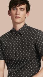 Burberry Short-sleeved Printed Cotton Linen Shirt