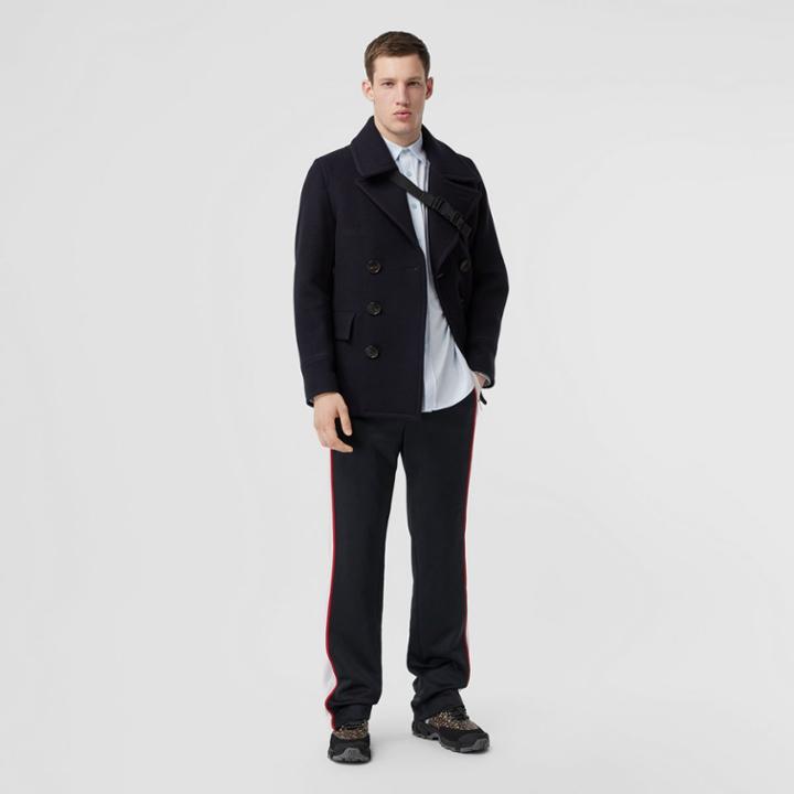 Burberry Burberry Wool Blend Pea Coat, Size: 38, Blue