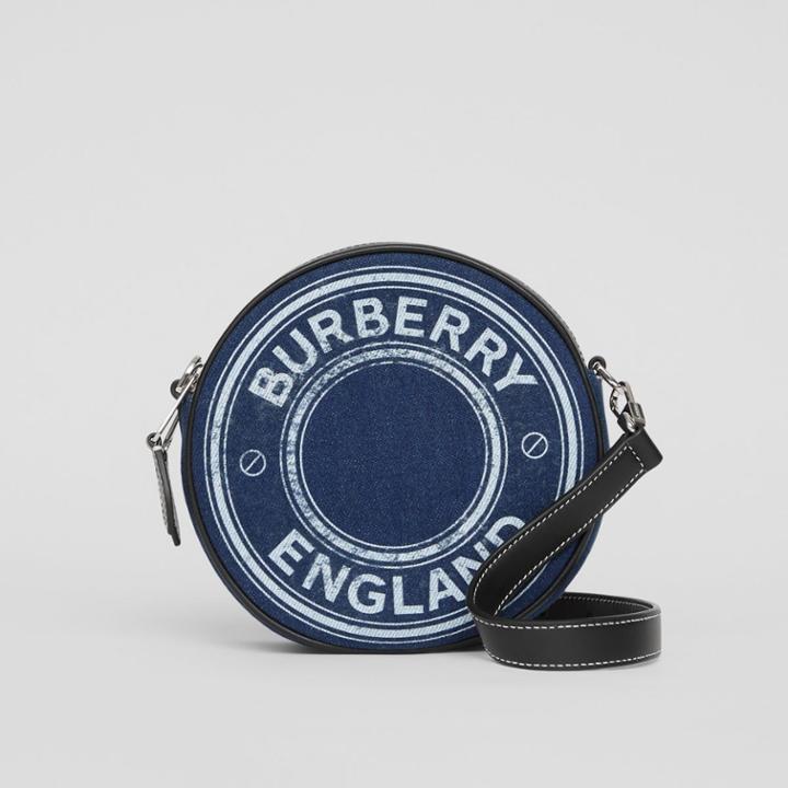 Burberry Burberry Logo Graphic Denim And Leather Louise Bag, Blue