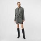 Burberry Burberry Prince Of Wales Check Wool Oversized Jacket, Size: 02, Green