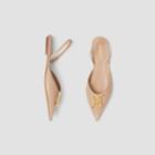 Burberry Burberry Monogram Motif Leather Slingback Point-toe Ballerinas, Size: 35