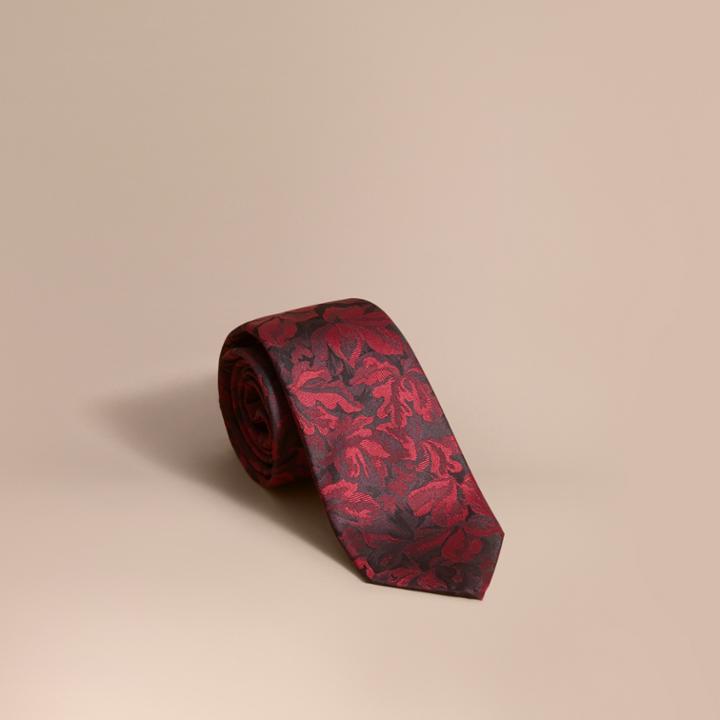 Burberry Burberry Modern Cut Floral Jacquard Silk Tie, Red