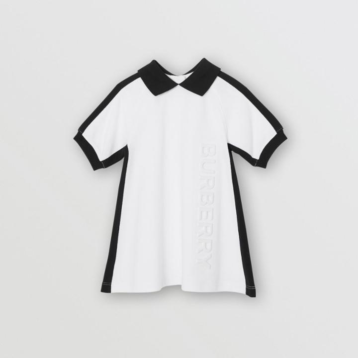 Burberry Burberry Childrens Embossed Logo Cotton Polo Dress, Size: 12m, White