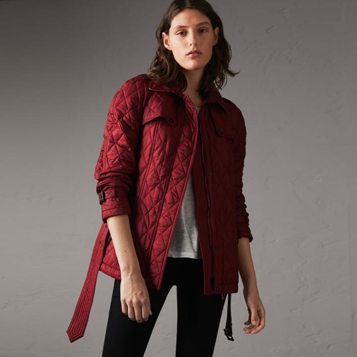 Burberry Burberry Quilted Trench Jacket With Detachable Hood, Size: Xl, Red