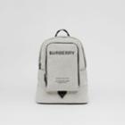 Burberry Burberry Large Logo Print Cotton Canvas Backpack, Black