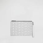 Burberry Burberry Perforated Logo Leather Zip Pouch, White