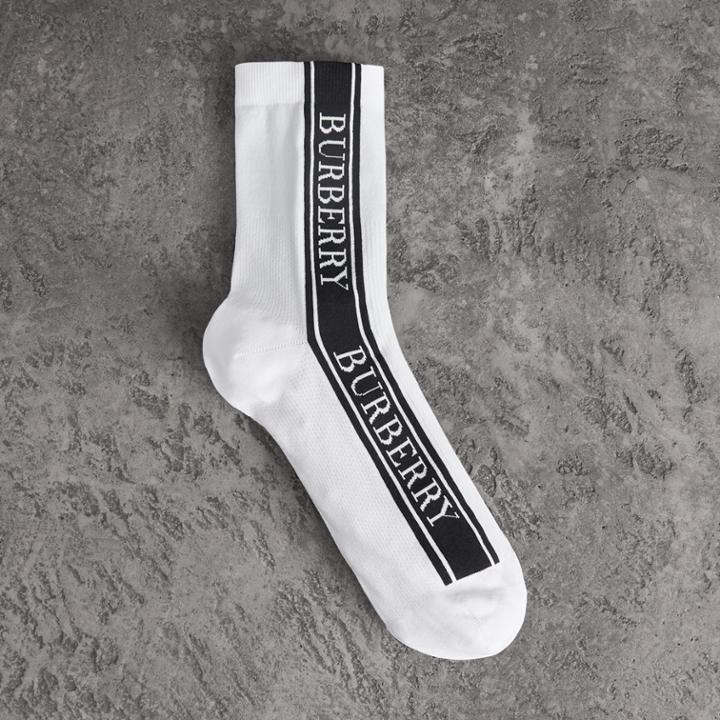 Burberry Burberry Logo Technical Knit Ankle Socks, Size: M/l