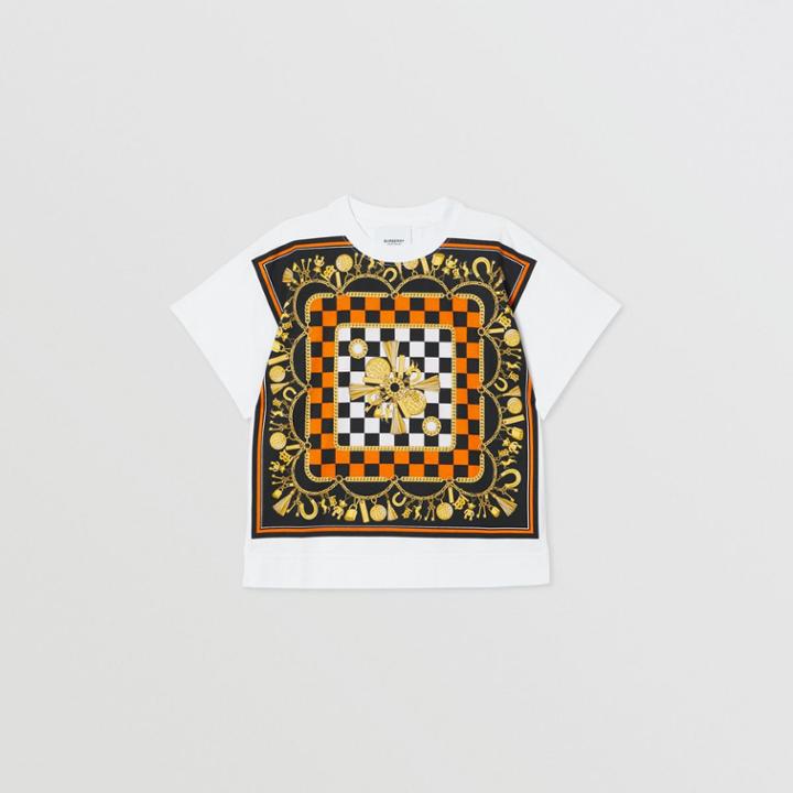 Burberry Burberry Childrens Scarf Print Cotton T-shirt, Size: 14y, White
