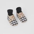 Burberry Burberry Childrens Sock Detail Vintage Check Cotton Canvas Booties, Size: 19
