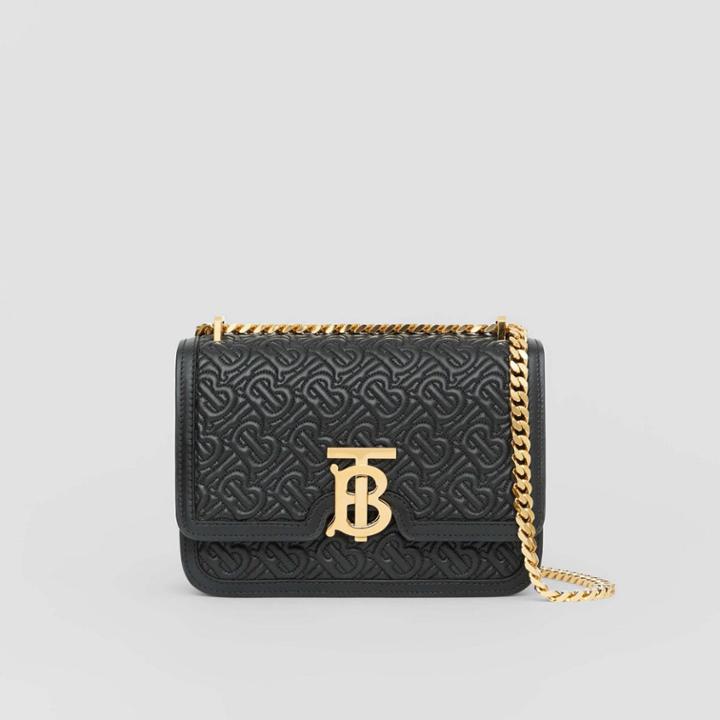 Burberry Burberry Small Quilted Monogram Lambskin Tb Bag, Black