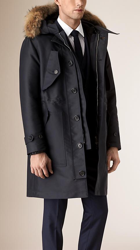 Burberry Fur Trim Technical Parka With Down-filled Warmer