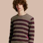 Burberry Burberry Striped Cashmere Cotton Sweater, Grey