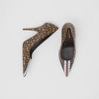 Burberry Burberry Monogram Stripe E-canvas Pumps, Size: 38, Bridle Brown
