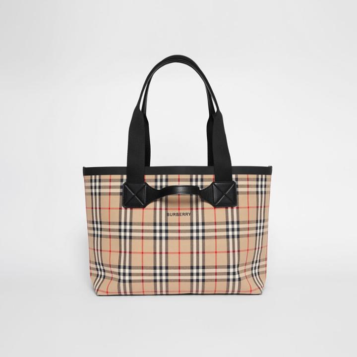 Burberry Burberry Medium Vintage Check Austen Tote, Beige