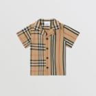 Burberry Burberry Childrens Short-sleeve Vintage Check And Icon Stripe Cotton Shirt, Size: 2y, Beige