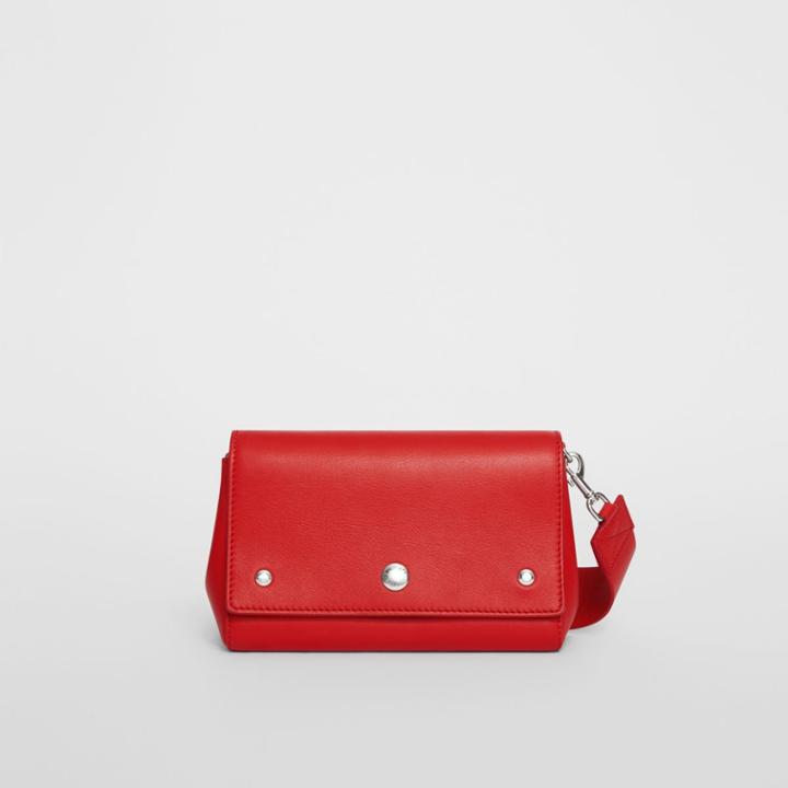 Burberry Burberry Quote Print Leather Note Crossbody Bag, Red