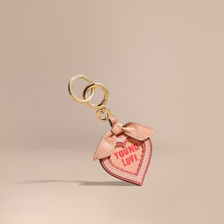Burberry Burberry Young Love Motif Leather Key Charm, Grey