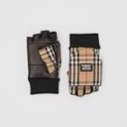 Burberry Burberry Logo Appliqu Lambskin And Vintage Check Mittens, Beige